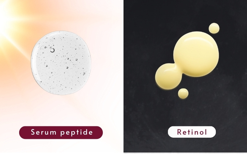 Retinol dùng vào buổi tối, peptide dùng sáng